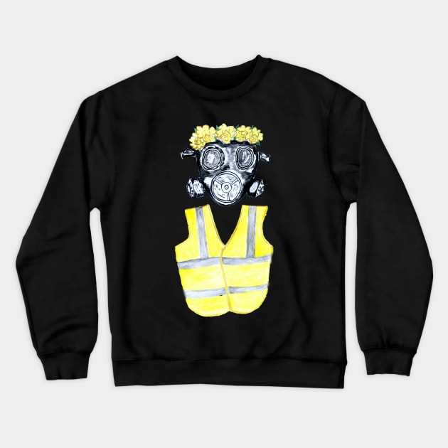 Gas Mask and Yellow vest Crewneck Sweatshirt by AnnArtshock